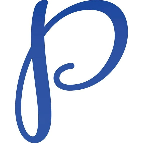 Acrylic Letter P Script, 3'' Tall Transparent Dark Blue Alphabet Craft, Color Options