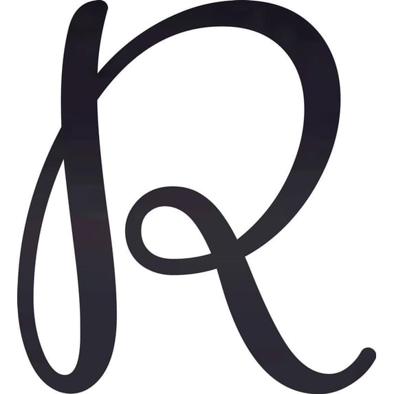 Acrylic Letter R Script, 3'' Tall Transparent Black Alphabet Craft, Color Options