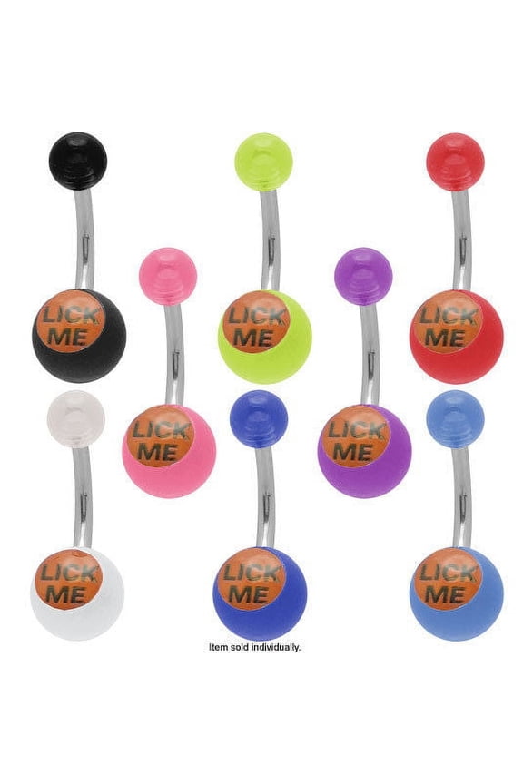Acrylic "Lick Me" Logo Belly Button Ring