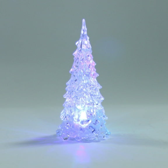 Acrylic Lighted Christmas Tree, LED Night Light Xmas Table Top Holiday Decoration Color Changing Light Up Glitter Tabletop, 1 Piece Christmas Tree Colorful LED Acrylic Night Christmas Decoration