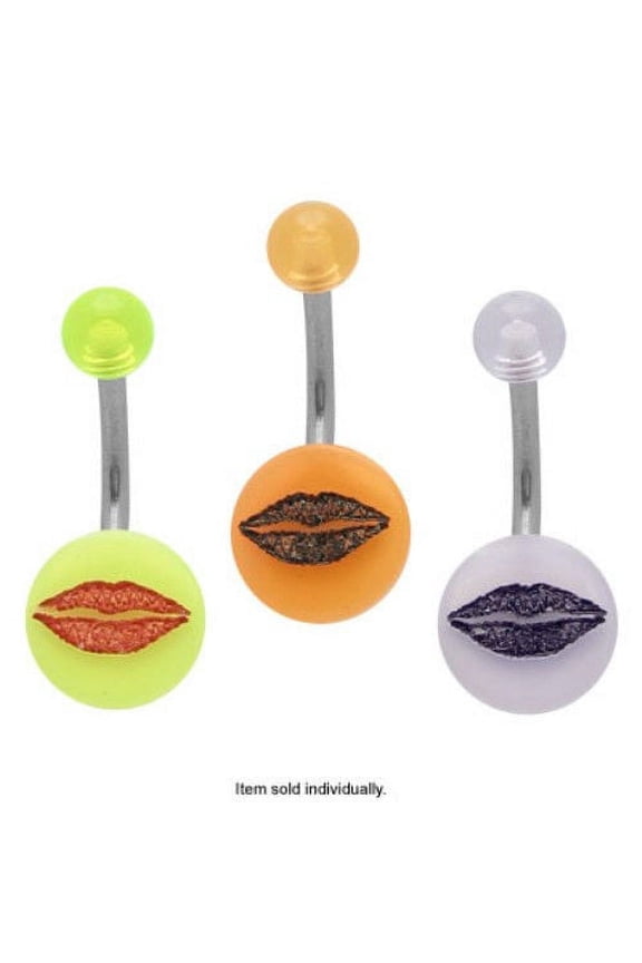 Acrylic Lips Logo Flat Head Navel Ring 14G