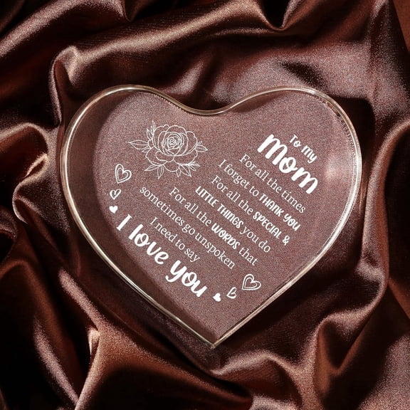 Acrylic 'Love for Mom' Keepsake Sign - 3.9x3.9 Inch Birthday Gift for Mother, Valentine's Day, Self-Standing Decoration with Engraved Message