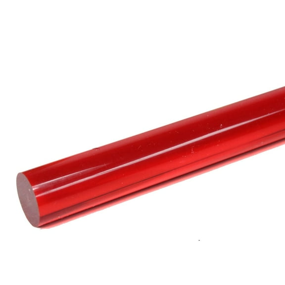 Acrylic Lucite Rod Dowel - 1"(25mm) x 11 .8125" (300mm) - One Rod (Red)