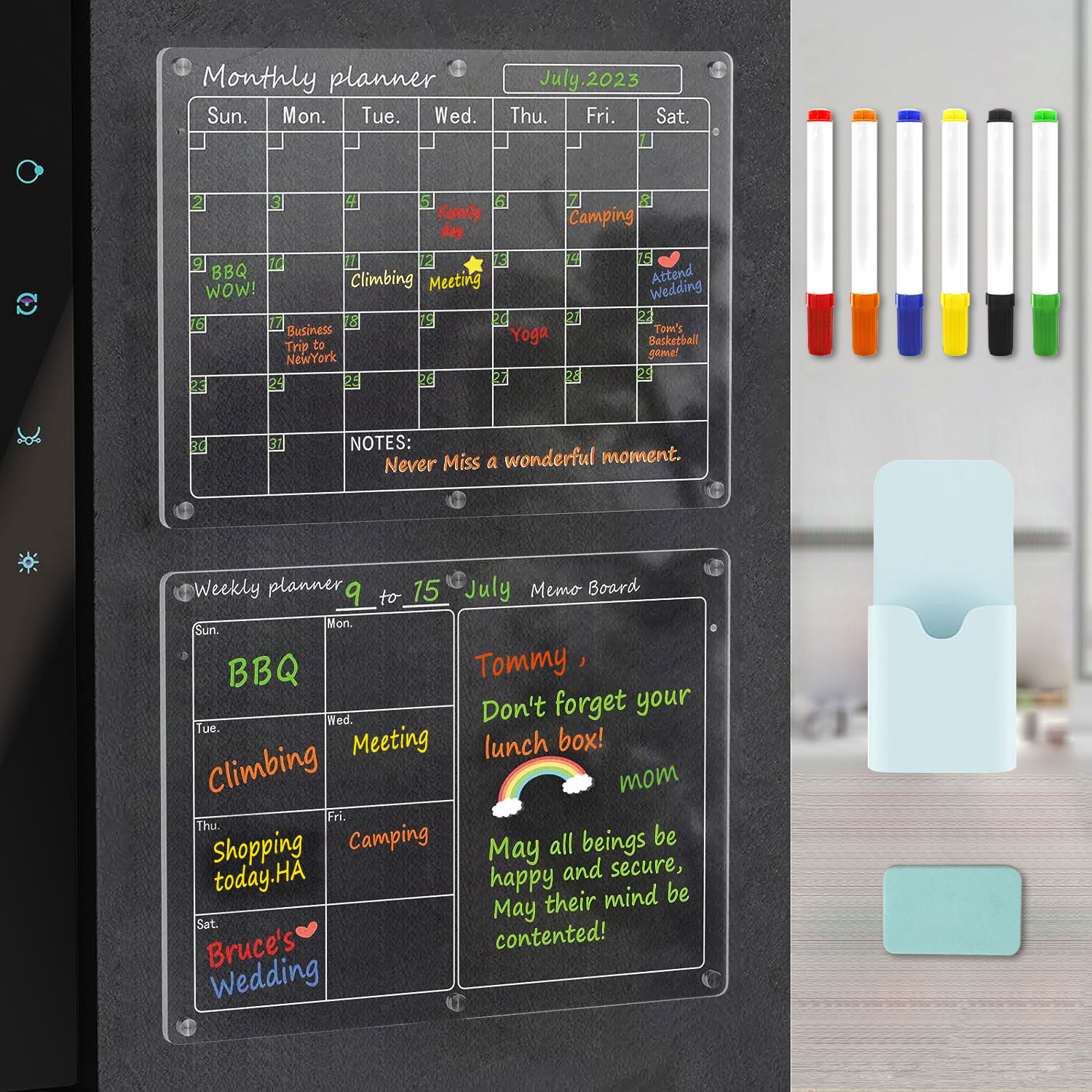 Acrylic Calendar for Fridge,2 Pack 16"x12" Clear Fridge