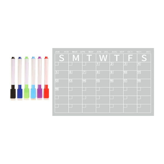Acrylic Magnetic Message Board - Clear Fridge Calendar for Home with 6 Pens & Notepad