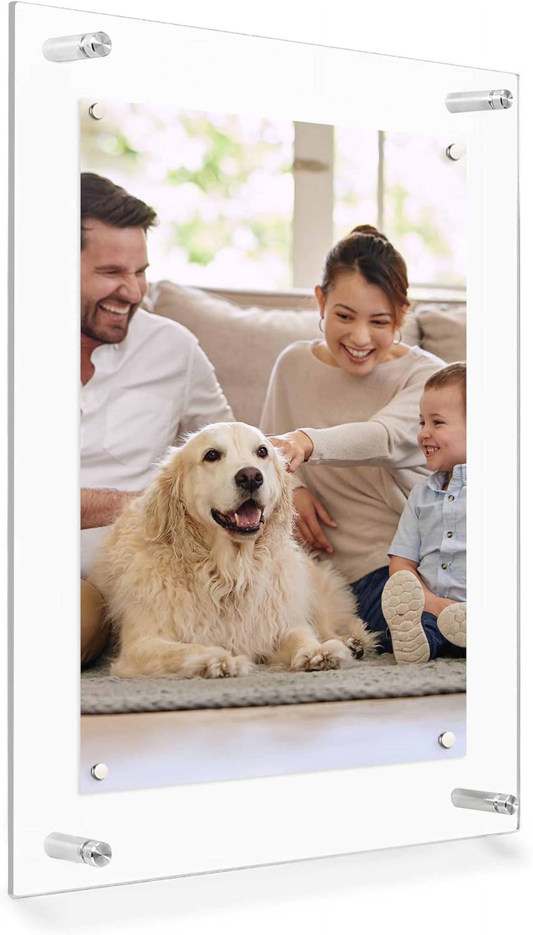 21x27 Clear Acrylic Floating Picture Frame with Chrome Mounts