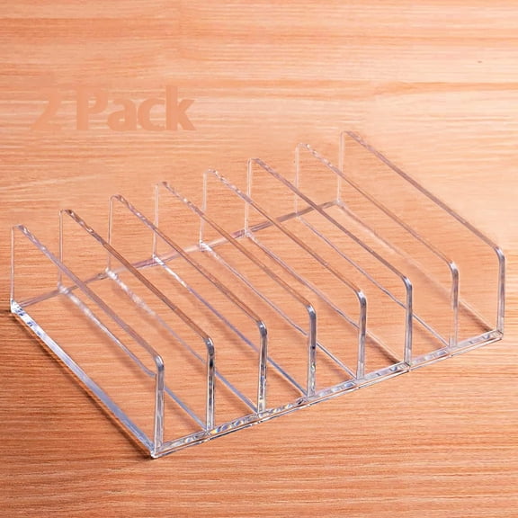 Acrylic Mail Holder 2 Pack, 7 Slots Clear Desk Organizer for Sorting Mail, Clear Bill Money Organizer for Envelope, Card and Makeup, Cash Tray for Cash Stuffing, Use in Home and Office
