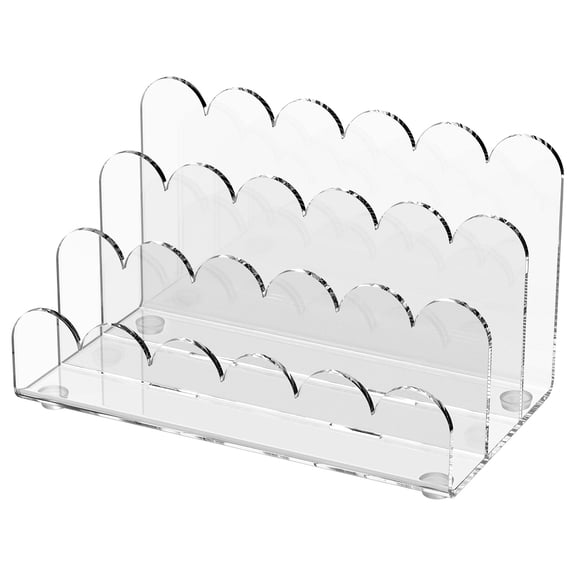 Clear Acrylic Mail Organizer 3 Compartment Desk Letter Sorter, Scalloped Edge Vertical File Holder for Envelope and Bill