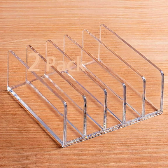 Acrylic Mail Organizer for Sorting Mail, Business Card 2Pack, 5 Slots Mail Holder for Desktop Shelf, Acrylic Mail Sorter for Desk Organzier, Clear Bill Money Divider for Cash Envelope,Set of 2