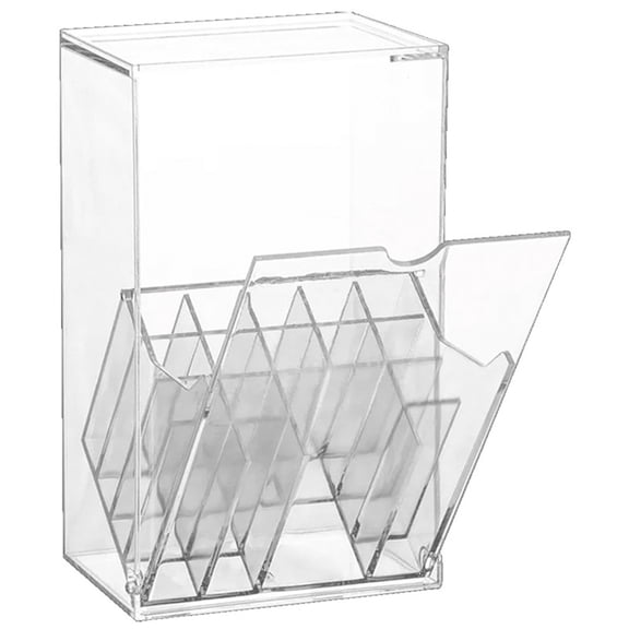 Acrylic Makeup Brush Holder with Slanted Flip-Top Lid - Clear Dustproof Cosmetic Make up Brush Organizer and Storage Box - Large Capacity 16-Slots Container for Vanity Brushes Half open door