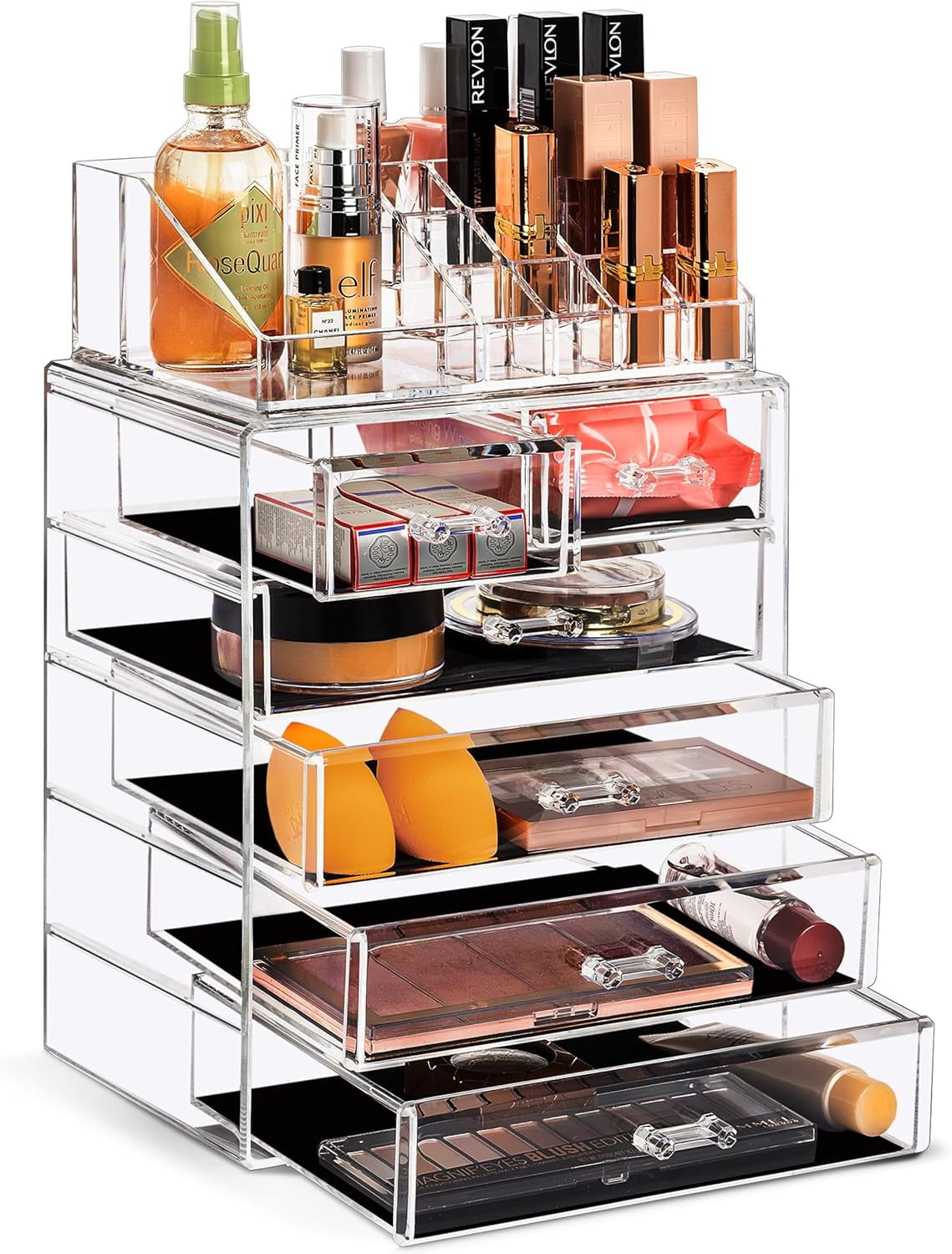 Acrylic Makeup Organizer Set, 6Drawer Vanity & Countertop Cosmetic — free download