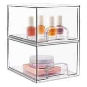 Acrylic Makeup Organizer, Vtopmart 4.4'' Tall Bathroom Clear Plastic Storage Bins, Set of 2