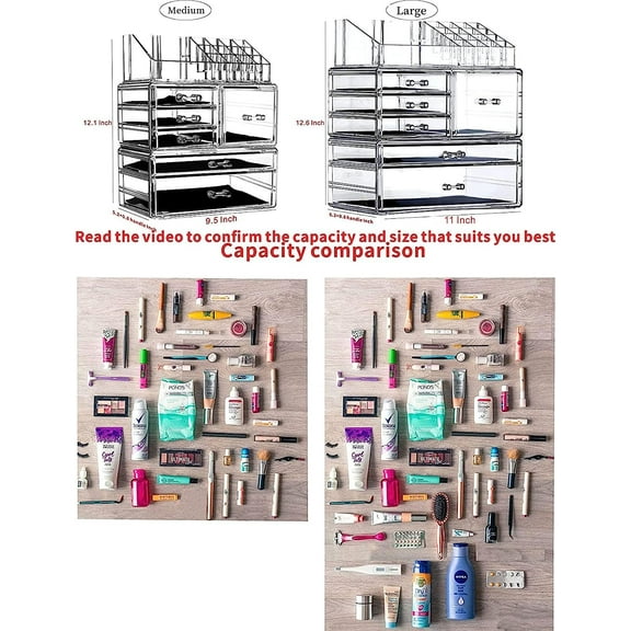 Acrylic Makeup Storage Organizer with 6 Drawers, Stackable Cosmetic Display  for Dresser