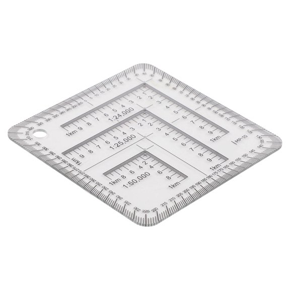 Acrylic Map Scale and Protractor 7cm, MP-10 Survey Ruler for Construction Engineering Measurement, Clear Multi-Coordinate Position Tool