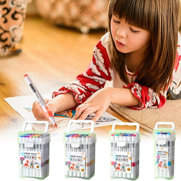 Acrylic Marker Set | Washable Non-Permeable Watercolor Pens | 24 Vibrant Colors | Stacking Large Capacity 240ml | Fine Tip Art Supplies | Adults Drawing Painting | 7×5.5×16cm