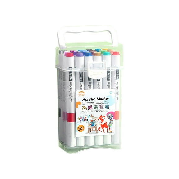 Acrylic Markers Set - Washable Watercolor Pens with Large Capacity for Art and Illustration, 24 Bright Colors
