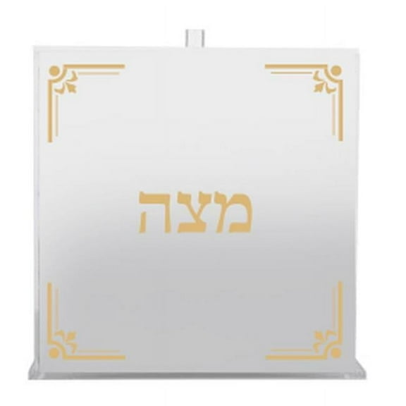 Acrylic Matzah Box Square Gold Design