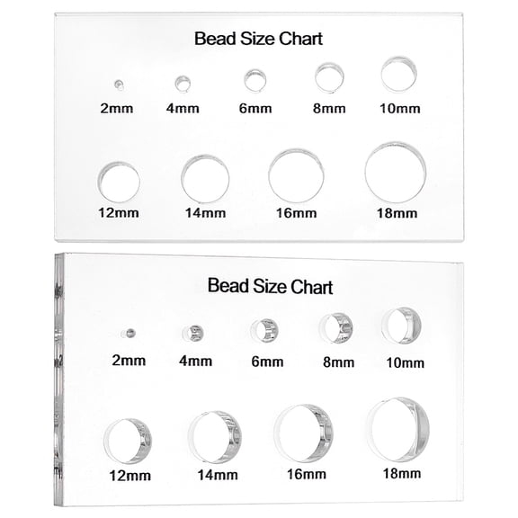 Acrylic Measuring Tool Bead Size Chart Board Rectangle Clear 125x70x7.5mm Hole: 2~18mm