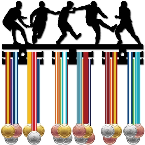 Acrylic Medal Holder Medal Display Hanger Rack Medal Holder Frame with Standoff Pins Football 130x290x10mm Hole: 8mm Black
