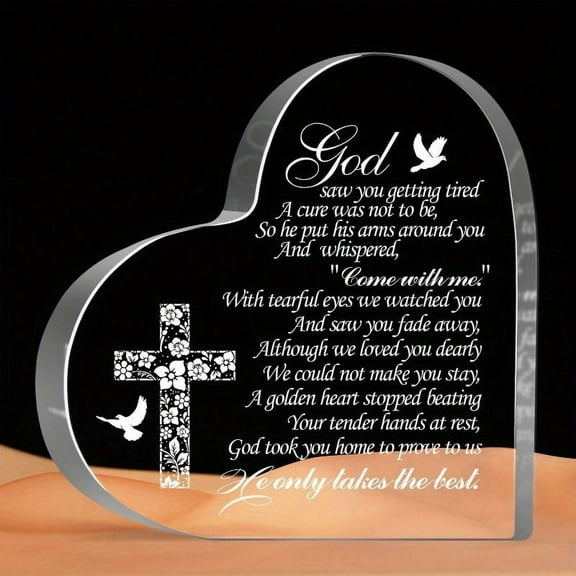 Acrylic Memorial Keepsake Sign with Cross & Dove Design "God Takes You Home" Message for Loss of Loved One Thoughtful Sympathy Bereavement Gift for Family Friends Parents Condolences Plaque