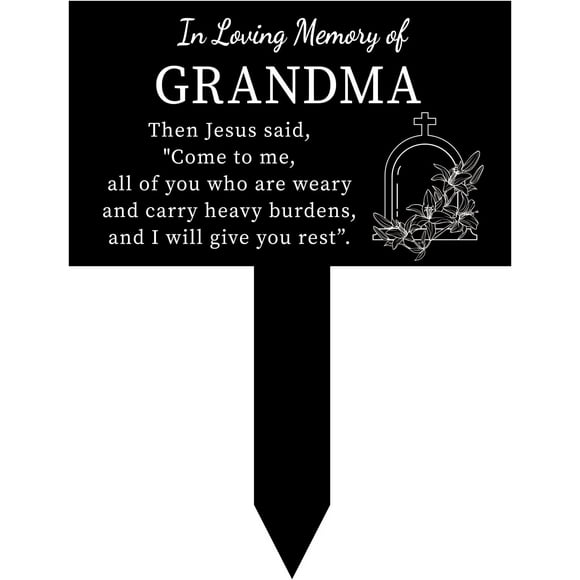 Acrylic Memorial Stakes Acrylic Memorial Plaques Lily Cross Tombstone Cemetery Ornaments for Remembrance Plaque Memorial Garden Ornaments Personalised Memorial Plaque 23cmx19.5cmx1.5cm