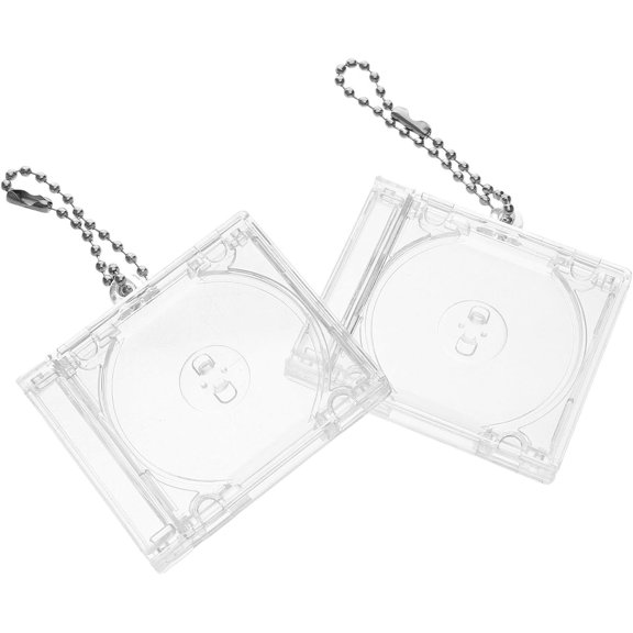Acrylic Mini CD Case Keychain DIY Fan Pendant for Album Collection Souvenir, Transparent, 2 Pack