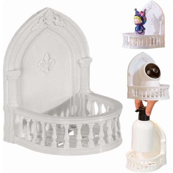 Acrylic Mini Floating Shelf European Court Wall Mount Display Stand with Camera Holes, No-Drill Install, Storage for Dolls Figures Plants Photos, Home Office Organizer