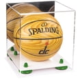 thumbnail image 1 of Acrylic Mini - Miniature (not Full Size) Basketball Display Case with Mirror, Green Risers and White Base (A015-GRR), 1 of 2