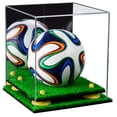 thumbnail image 1 of Acrylic Mini - Miniature (not Full Size) Soccer Ball Display Case with Mirror, Yellow Risers and Turf Base (A015-YR), 1 of 2