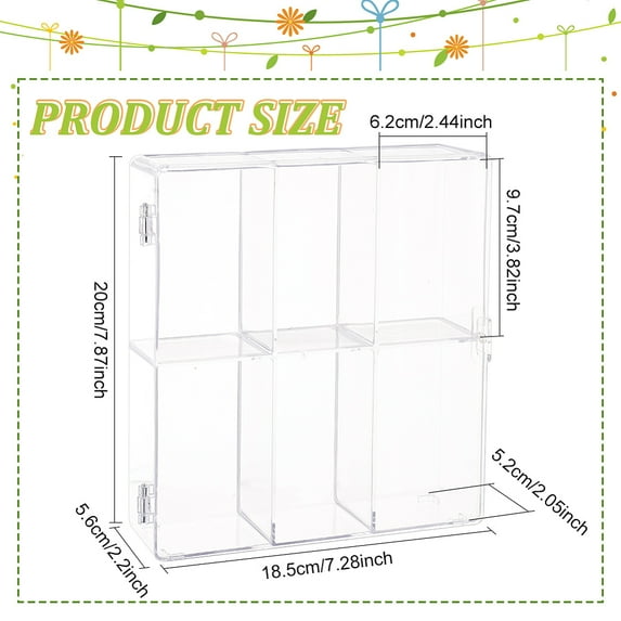 Acrylic Minifigure Display Case 2 Layers 6 Grid Clear Action Figures Display box 7.9x7.3x2.2inch Desktop Organizer Display Case Display Cabine for Mini Toys Collectibles or Stone 1pc