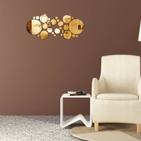 Acrylic Mirror-Finish Wall Decal Gold - Home Accessories Mirror Wall Sticker Round Puzzle Acrylic Wall Sticker