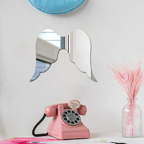 Acrylic Mirror Sticker Wings,1X Mirror Sticker,Nordic Acrylic Mirror Cartoon Wall Camera Props Kids Room Wall Decoration B,Wall Stickers,Home Wall Stickers