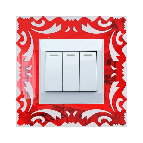 Acrylic Mirror Switch Cover Stickers 3D Self-Adhesive Light Switch Plate Frame Decor, Elegant Pattern Decals for Bedroom and Living Room Wall