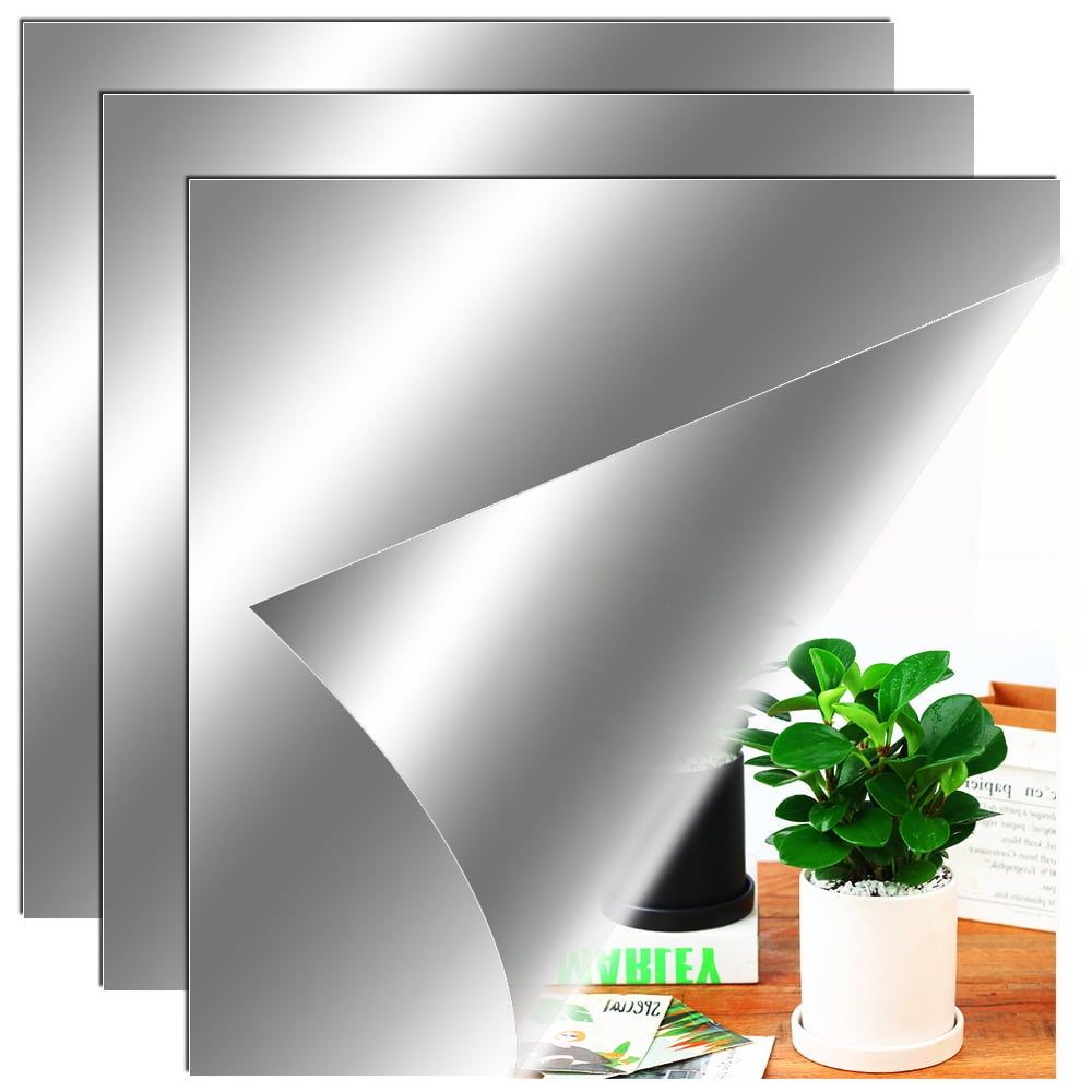 SHCKE Flexible Mirror Sheets Mirror Wall Stickers Non Glass Self Adhesive  Mirror Tiles Wall Sticky Mirror for Bathroom Bedroom Dresser Kitchen Walls  39.4 X 19.7Inch 