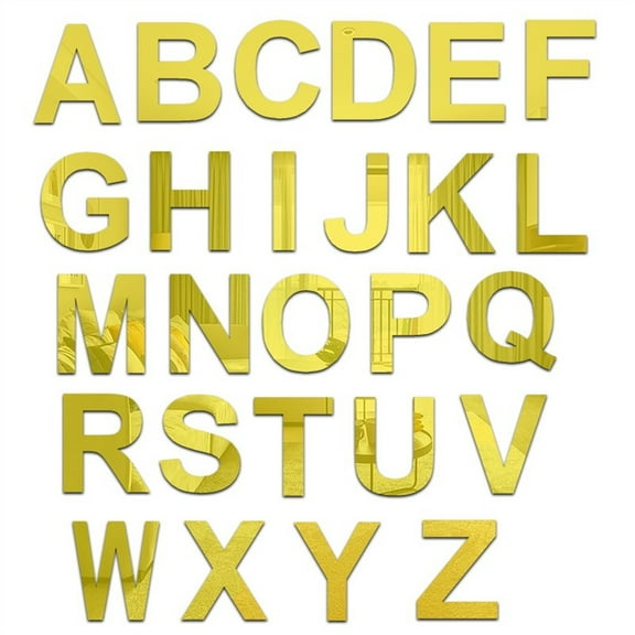 Acrylic Mirror Wall Stickers 26 Alphabet English Letters Diy Party Decor Gold