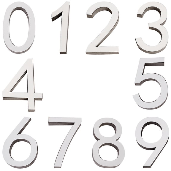 Acrylic Mirror Wall Stickers Decal with EVA Foam Number Silver 10sets/bag