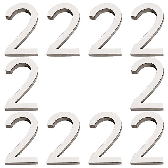 Acrylic Mirror Wall Stickers Decal with EVA Foam Number Silver Num.2 84x50x1mm Foam: 84x50x10.5mm