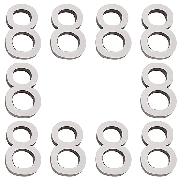 Acrylic Mirror Wall Stickers Decal with EVA Foam Number Silver Num.8 82x52x1mm Foam: 82x52x10.5mm