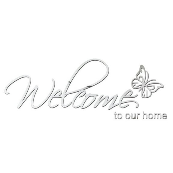 Acrylic Mirror Wall Stickers Welcome to Our Home English Letters Wall Stickers
