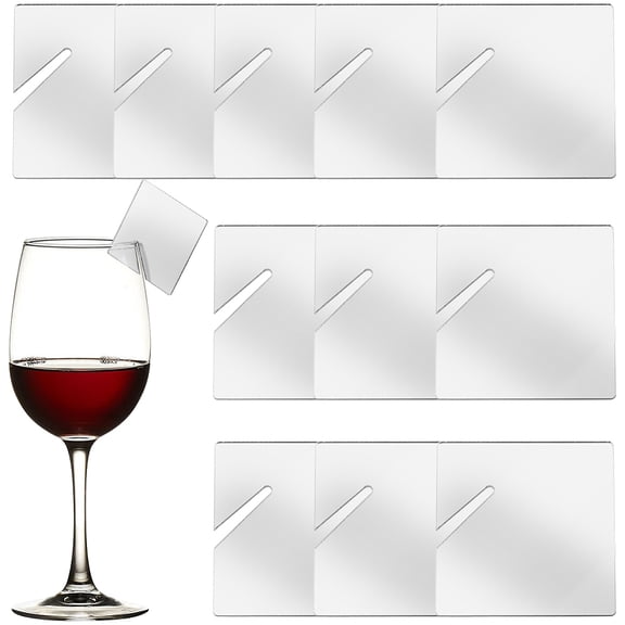 Acrylic Mirror Wine Glass Charms Goblet Marker Silver Square 50x50x1.5mm 20pcs/box DIY
