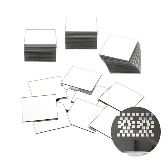 Acrylic Mirrors Mosaic Tiles,50pcs Small Decorative Mosaic Mirror Sheets,2x2In Mini Size Acrylic Square Mirror for Indoor,Home,Office
