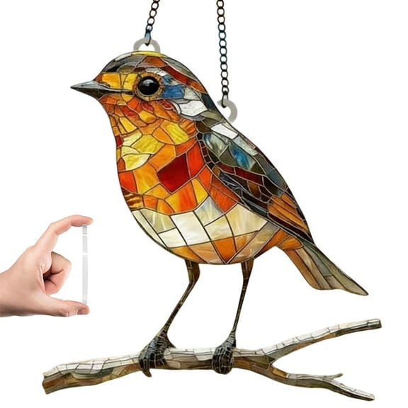 Acrylic Mockingbird Pendant Sun Catcher With Hand Painted Design For Garden And Window Decoration