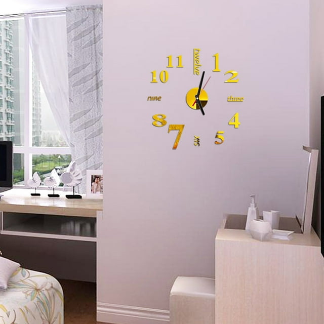 Acrylic Modern DIY Wall Clock Mirror Surface Sticker Home Office Decor