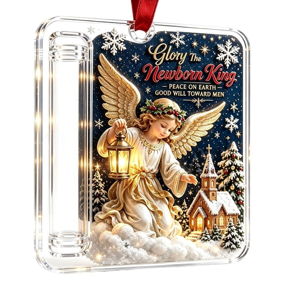 Acrylic Money Holder Ornament, Angel Design with Cash Slot, Christmas Tree Hanging Decor, 1PC