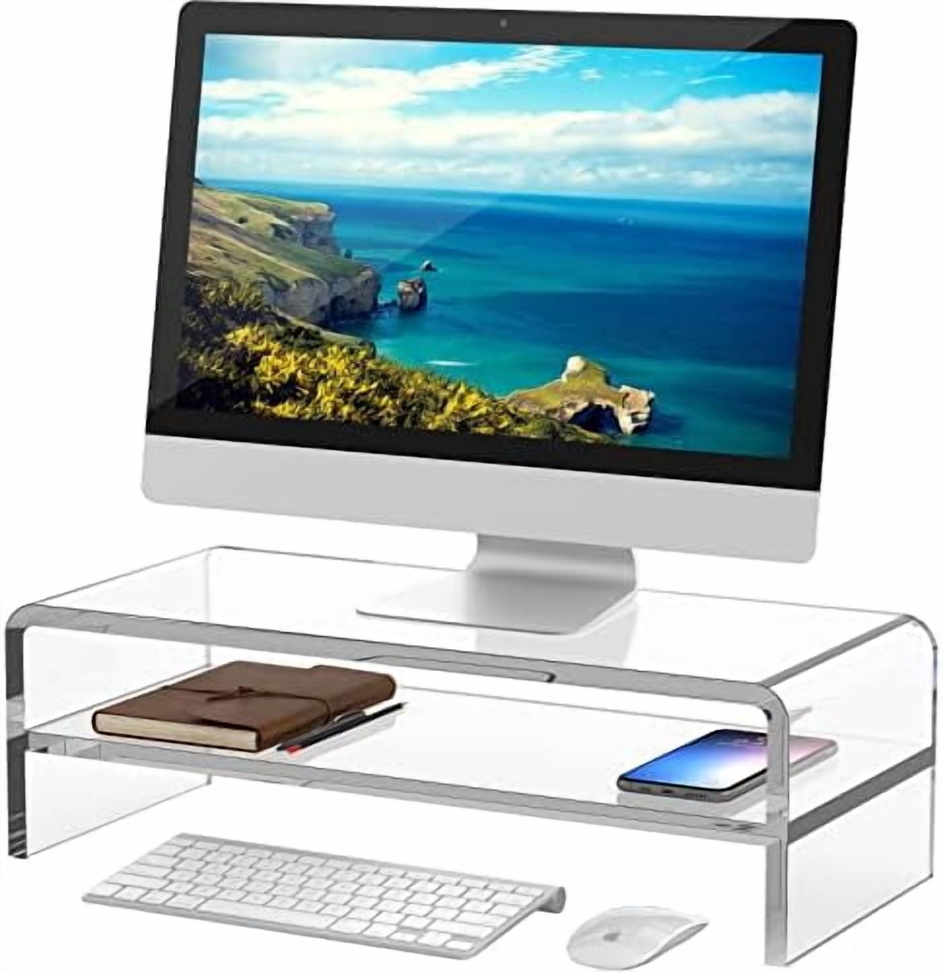 2.5 Inch Computer Acrylic Monitor Stand,2 Tiers Computer Monitor Riser(18x8x5.5 inches ...