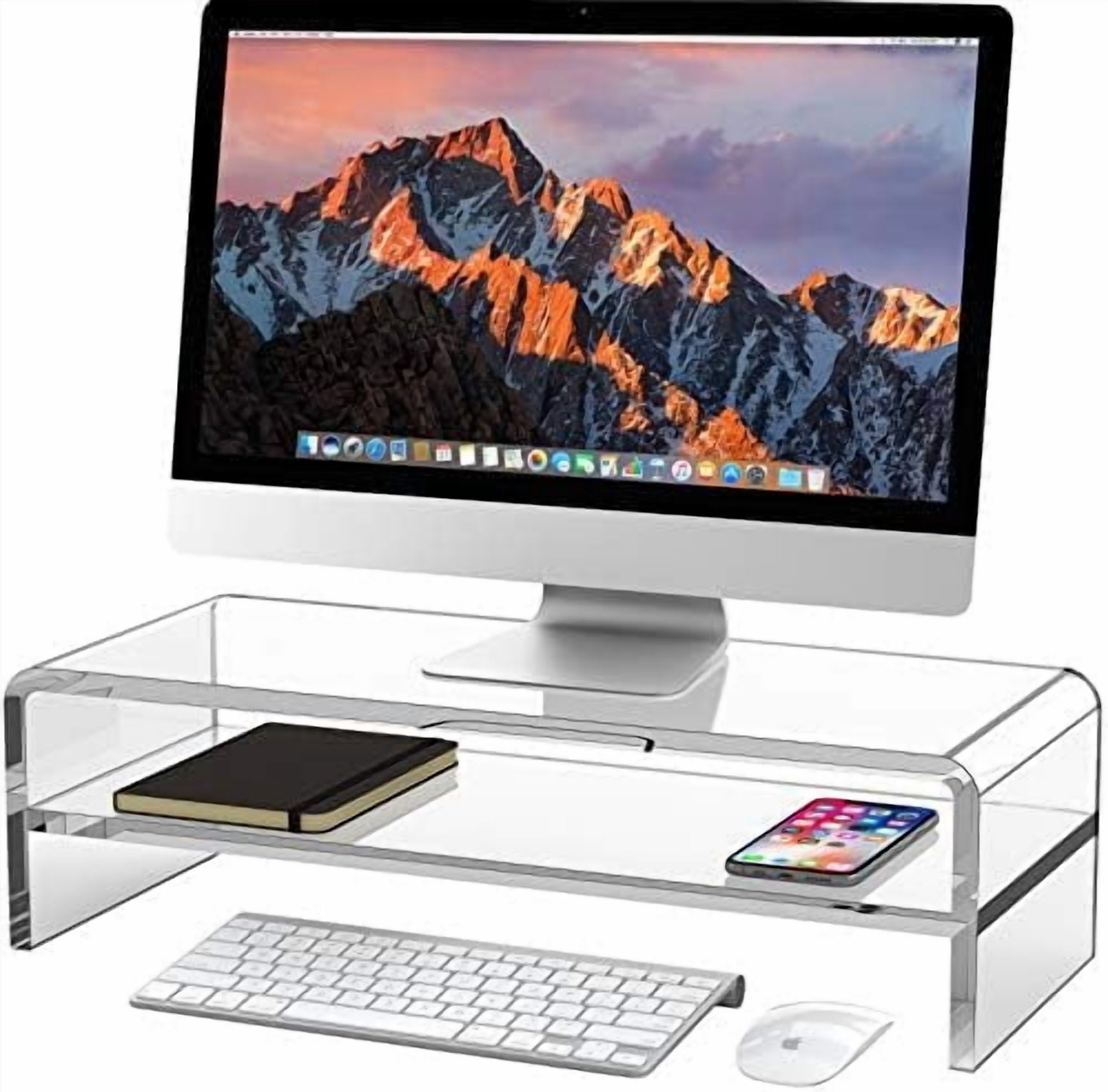 Acrylic Monitor Stand, 2 Tiers Computer Monitor Riser(20x8x5.5 Inch ...