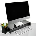 thumbnail image 1 of Acrylic Monitor Stand with Matching Pen Holder, 12mm Thick Clear Acrylic Monitor Riser, Laptop Stand for Home, Office, and Work. Computer Desk Riser with Keyboard Storage for LCD LED TV Screen (Black), 1 of 7