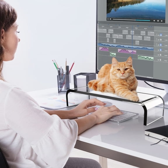Acrylic Monitor Stand, Monitor Riser 20 inch, Clear Computer Stand Laptop Desk Stand for Home Office Printer TV Screen Keyboard Storage