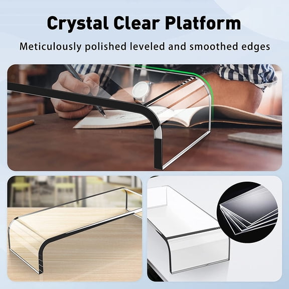 Acrylic Monitor Stand, Premium Large Monitor Riser 20 inch, Crystal Clear Acrylic Computer Stand Laptop Desk Stand for Home Office Printer TV Screen Keyboard Storage