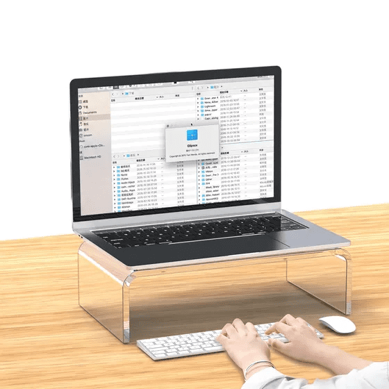 Acrylic Monitor Stand Riser, Clear Acrylic Laptop Stand for Desk 13.7 x 3.9 x 6 Inch, Desktop Computer Stand, Acrylic Display Stand, Multi-Purpose Clear Laptop Riser Compatible with Monitors,
